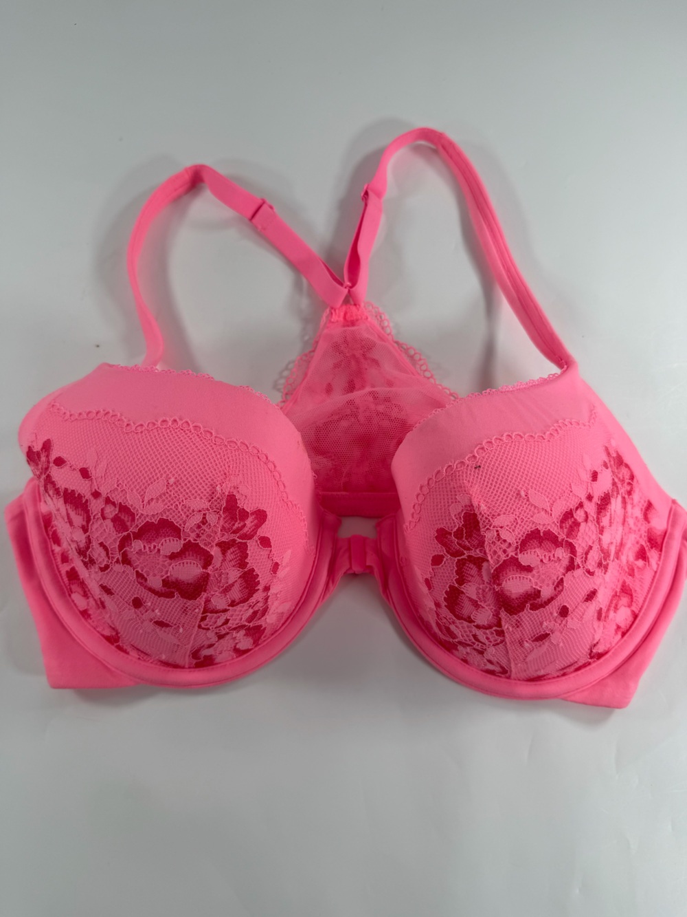 Victoria’s Secret Body by Victoria Demi Lace Bra Neon Pink 34D Underwire